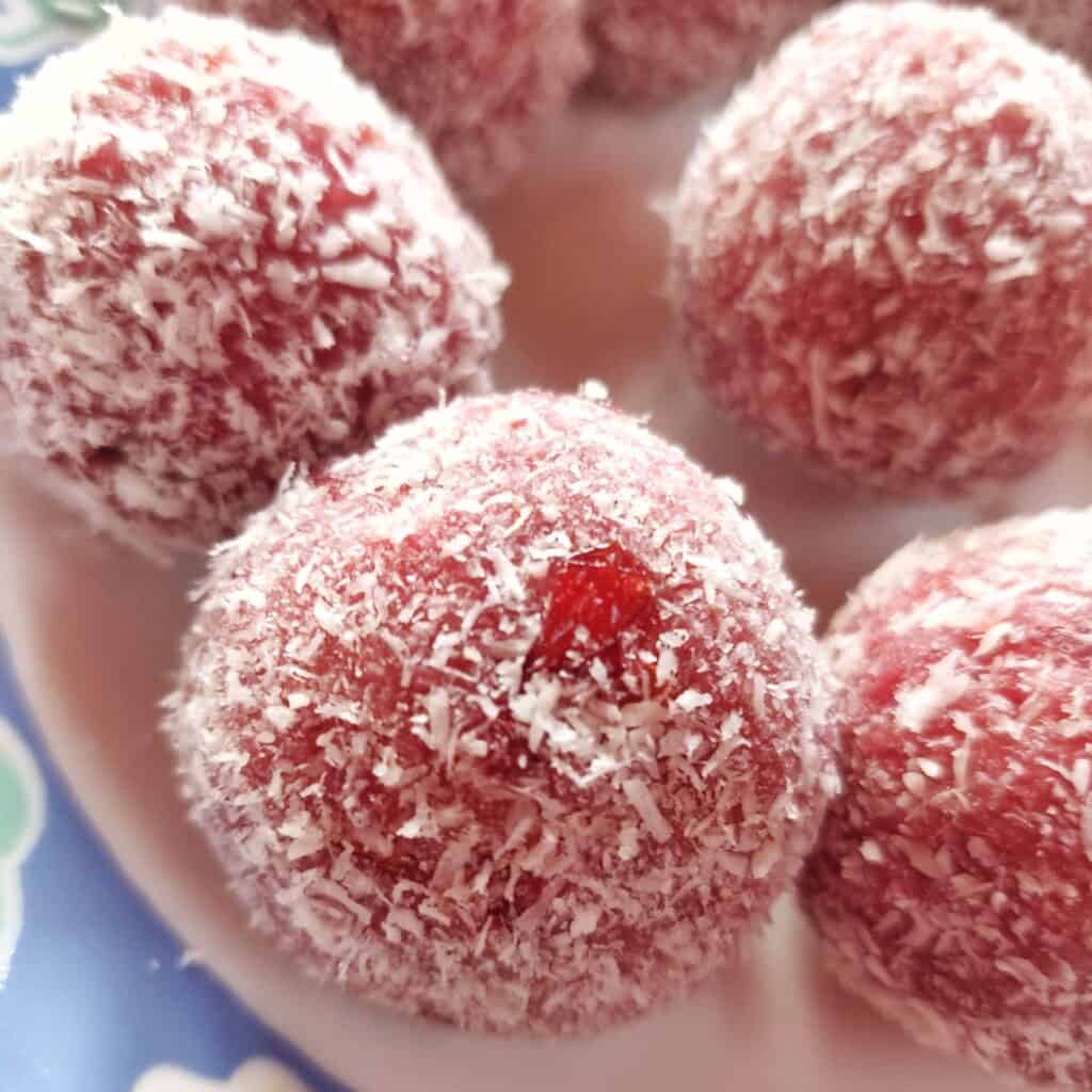 Desiccated coconut Ladoo with Plum flavour